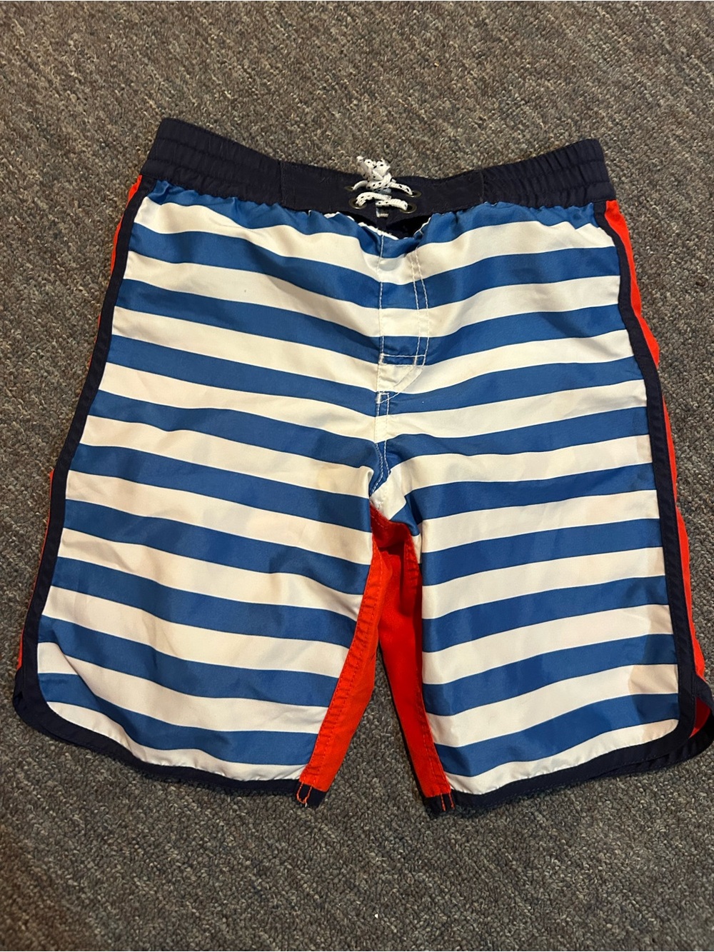 Hanna Andersson swim trunks size 120 US 6-7 red white blue stripes board shorts